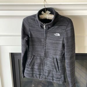 The North Face XS Womens Full Zip Heather Gray Stripe Logo